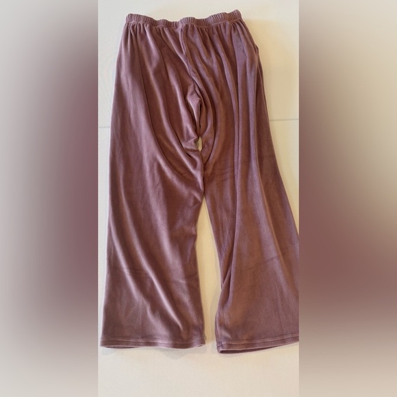 BORN Women’s Velour Lounge Pants Wide Leg Drawstring Purple Cozy! Size Large - Picture 4 of 9